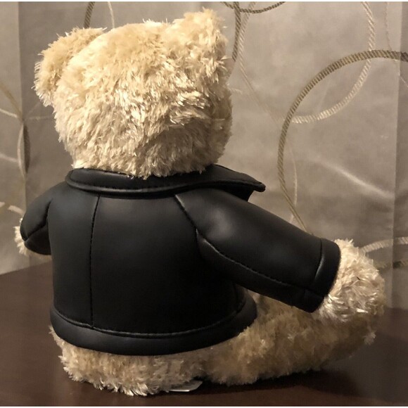 Galerie Reese's Hershey's Teddy Bear 8" Plush Faux Black Leather Biker Jacket - Picture 6 of 11